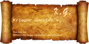 Krieger Gusztáv névjegykártya
